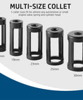 Five multi-size collets from Heavy Duty Overhead Valve Spring Compressor C Clamp Service Kit in 16mm to 30mm sizes.