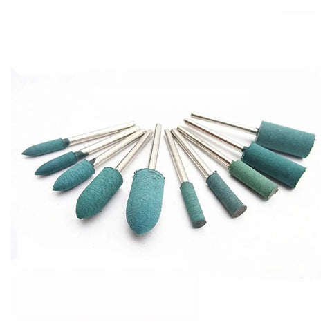 Heavy Hitter 100 Piece Abrasive Rubber Mounted Points 3mm Shank Knockout Set For Precision Grinding Polishing And Buffing with rubber-coated burrs.