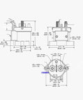 Straight Up EV200 High Voltage Relay 1000 Amp 12V To 24V DC Contactor Switch technical drawing with dimensions.