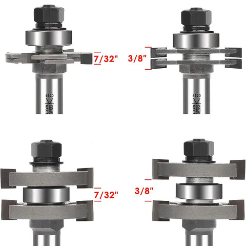 Adjustable Tongue And Groove Router Bit Set With One Half Inch Shank For Boss Level Wood Milling On Oak Floors Wainscoting And Joinery