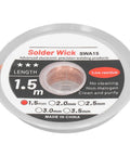 Reel of 5Pcs Pro Grade Desoldering Braid Solder Wick Premium Red Copper For Electronics Repair PCB Motherboard Phone Board 1.5 Meter Each 1.5mm Width Soldering Essentials, labeled 1.5 m length, low residue