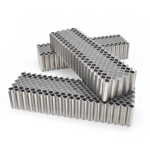 Corrugated W Fastener Staples with One Inch Crown and One Half Inch Leg, 25 Gauge for wood joints, stack of staples 1000 pack