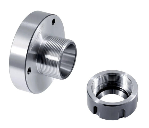 ER 32 Collet Chuck With 80mm Baseplate And 0.0016 Inch Concentricity Backplate For CNC Milling Lathe Tool shown with ER nut