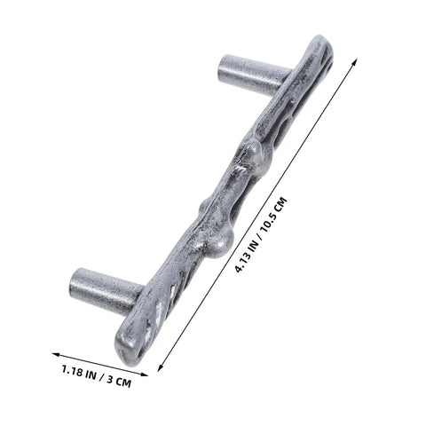 Rustic Twig Drawer Pulls With Metal Branch Cabinet Handles And Screws For Kitchen Dresser Wardrobe Furniture, side view with dimensions