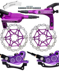 4 Piston Mountain Bike Hydraulic Disc Brake Set With 160mm Floating Rotors Front And Rear Pre Bled Left Front Right Rear Purple