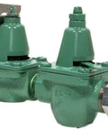 334-T3 Boiler Feed Valve with Pressure Reducing and Backflow Preventer, green aluminum-copper, side view of unit.