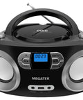 Portable CD Player Boombox with FM Radio Bluetooth USB Port and Aux Input for Home or On The Go Compact Easy Use Design with Backlit Display