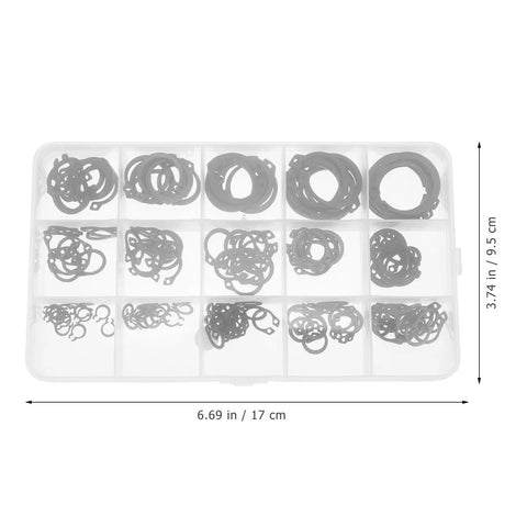 175 Piece Black C Clip Snap Ring Kit For Shafts And Pulleys External Circlips Retaining Rings in a clear case