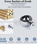 Cross section of Heavy Duty Solid Brass Cabinet Knobs Polished Finish showing 1 1/8 inch size and solid brass material.