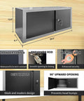 Heavy Duty Garage Storage Cabinet System With Solid Wood Workbench And Wall Mounted Pegboard Hooks For No Sweat Workshop Organization And Knockout Tool Storage Setup, features pneumatic rod and premium lock.