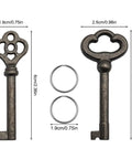 Heavy Duty Solid Brass Skeleton Keys With Antique Finish Plus Two Classic Barrel Designs And Durable Key Rings for vintage locks.