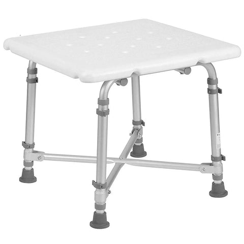 Heavy Duty Shower Chair For Tub Or Shower Bench With No Tools Needed, Adjustable Height, Non Slip Aluminum Frame, Lightweight Bath Seat, Supports Up To 500 Pounds, White