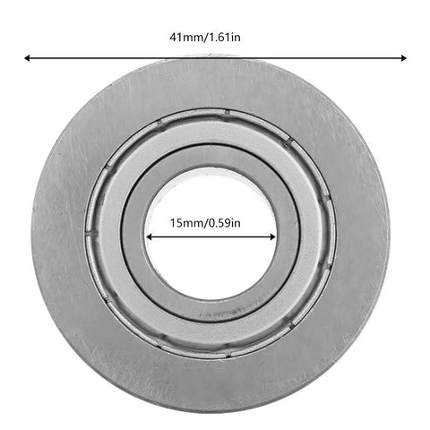 Premium V Groove Track Roller Guide Featuring Sealed Ball Bearing And Precision LV202 41ZZ design, showing 41mm diameter and 15mm inner hole.