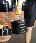Hand Grip Ball For Dumbbell Bracket Set Anti Slip Surface And Easy Detachment Yellow PC And Steel Fitness Gear in use
