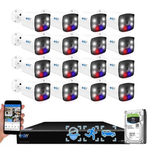 No Brainer 16 Channel 12MP NVR Security System With 4K Full Time Color Night Vision Cameras and 16 UltraHD 8MP PoE Outdoor Cameras