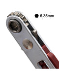 Heavy Duty Chrome Vanadium Steel Workhorse Mini Ratchet Wrench Kit Featuring Bidirectional Quarter Inch Square Drive Hex Socket Adapter And Quick Change Bits Shop Ready showing 6.35mm hex adapter.