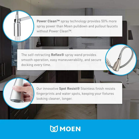 Noell Single Handle Pull Down Sprayer Kitchen Faucet With Reflex Tech And Built In Soap Dispenser In Spot Resist Stainless