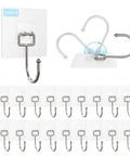 Heavy Duty Adhesive Wall Hooks 22Lb Max Hold Coat And Towel Hangers 20 Pack Transparent Sticky Wall Hangers Waterproof And Oilproof.