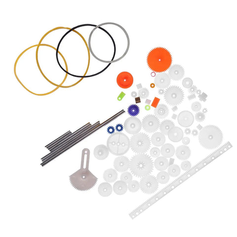 Plastic Gear Set Kit 78 Pieces For DIY Projects With Pulleys Belts Worms Racks Shafts Axles Tires Gearbox Components And Bushings
