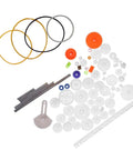 78-Piece Plastic Gear Kit With Shaft Belt Rack for robot cars showing assorted gears, axles, belts, and bushings