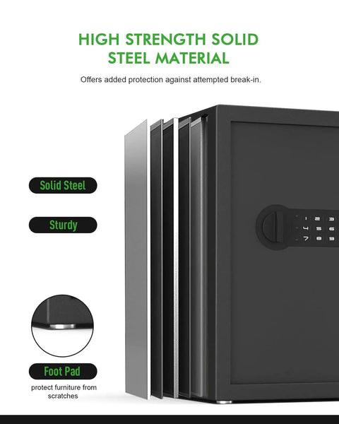 Small Home Safe Box Deluxe Digital Keypad Lock 1.7 Cu Ft Cabinet Safe showing solid steel construction