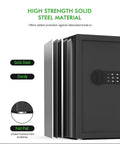 Heavy Duty Wall Safe With Digital Keypad Lock For Home Office Hotel No Brainer Security Storage 1.3 Cubic Feet Black Removable Shelf Built In For Home Office Hotel And Business Use, showing solid steel construction and digital keypad.
