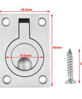 2 Pack Square Flush Pull Ring Handles For Recessed Boat Hatch Latch And Cabinet Flush Mount Hidden Lifting Ring Handles In 304 Stainless Steel with dimensions and screws