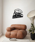 Retro Steam Locomotive Wall Art For Living Room And Office, Industrial Style Decor, Dope Black 20 Inch Metal Sign on wall