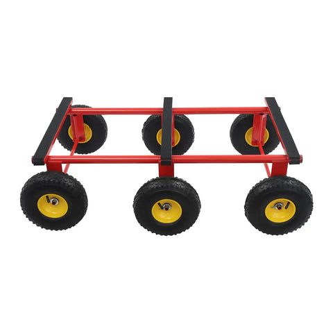 Beefy All Terrain 6 Wheel Moving Dolly For Heavy Furniture, 1200 Lbs Capacity, Rugged Carbon Steel Frame With Durable Rubber Wheels, Heavy Duty Furniture Mover For Safe Lifts, Easy Glide, Ideal For Home, Shop, And Warehouse. red six-wheel dolly