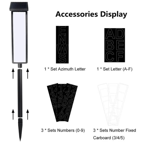 Solar Address Sign Lighted Outdoor House Numbers Plaque Waterproof accessories display with letters and numbers set