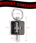 Four Pack Heavy Duty Stainless Steel Spring Latch Lock For Trucks And Trailers Rock Solid Weld On Gate Design With Five Eighth Inch Bolt dimensions displayed.