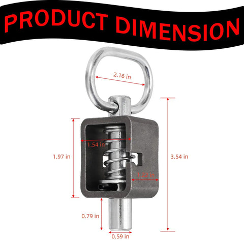 Four Pack Heavy Duty Stainless Steel Spring Latch Lock For Trucks And Trailers Rock Solid Weld On Gate Design With Five Eighth Inch Bolt dimensions displayed.