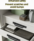 Adhesive Cabinet Handles Self Stick Drawer Pulls Black Zinc Alloy No Drill Required For Kitchen Cabinets Drawers Refrigerators Windows And Sliding Doors 8.25 Inch Length Anti Fingerprint Coating Resists Smudges And Water Stains, shown on white drawers