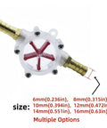 Check Clear Inline Water Flow Indicator With Rotating Impeller For 16mm Push Fit Pipes Transparent Housing, showing red impeller and multiple size options.