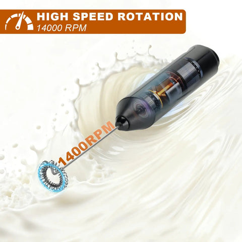 Handheld Milk Frother Battery Operated Electric Foam Maker Wand With Stainless Steel Whisk for Coffee Latte Cappuccino