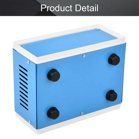Heavy Duty Blue Metal Enclosure Box Built Tough For Diy Electronics Projects And Custom Circuit Housing With Zero Fuss Assembly And Scratch Resistant Finish, side view with knobs