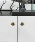 Bee Cabinet Knob Set Solid Four Pack Bumble Bee Insect Drawer Pulls Zinc Alloy Bronze Finish on White Cabinet