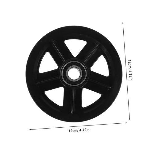 Kickass Heavy Duty Sliding Door Pulley Wheel Kit With Rigid Casters For Barn Door Track System black roller wheel top view 12cm diameter