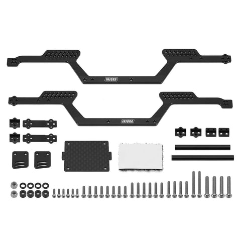 Components of Aluminum LCG Universal Chassis Frame Kit for TRX4M 1 18 Scale RC Cars CNC Machined Black Anodized Chassis with parts