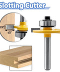 Rugged Pro Grade Quarter Inch Shank Biscuit Joiner Router Bit With Ball Bearing Guide for precise wood slot cutting.