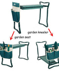 Folding Garden Kneeler Seat With Soft Foam Pad And Tool Pouch, portable bench, sturdy steel frame and EVA pad, supports up to 220lbs