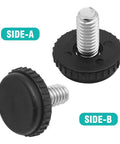 Heavy Duty Adjustable Furniture Levelers With Threaded Inserts 24 Pack Stainless Steel Feet showing two threaded inserts with rubber bases.