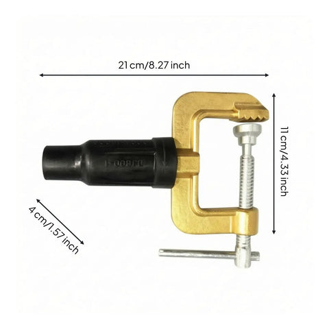 Dope Heavy Duty Grounding Clamp With Screw For Welders And Workshops Featuring Secure Insulated Handle, brass body, and rubber grip.