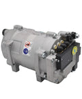 Universal Electric AC Compressor Kit with Quick Connect Hoses, aluminum block, for pickups, sedans, and campers.