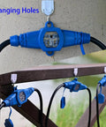 Heavy Duty 50 Foot Extension Cord 12 Gauge With 7 NEMA 5-15R Outlets And Blue Indicator Lights, hanging via hooks