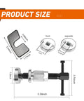 Product size diagram of Brake Caliper Compression Tool Set For Car Disc Brakes, Chrome Plated Steel Piston Rewind Tool, Universal Use