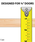 Three Quarters Inch Panel Sliding Door Track Set For Three Quarters Inch Thick Panels 48 Inch Brown Plastic Upper And Lower Tracks Smooth Quiet Operation Ideal For Cabinets Bookcases Display Panels Reptile Tanks And Honeycomb Panels Made In USA measuring schematic showing 3/4 inch thickness and gap details.