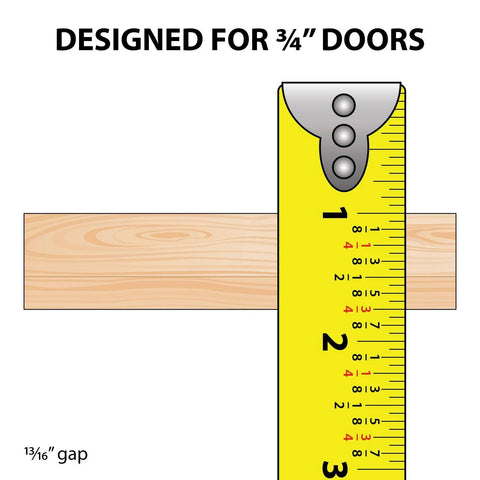 Three Quarters Inch Panel Sliding Door Track Set For Three Quarters Inch Thick Panels 48 Inch Brown Plastic Upper And Lower Tracks Smooth Quiet Operation Ideal For Cabinets Bookcases Display Panels Reptile Tanks And Honeycomb Panels Made In USA measuring schematic showing 3/4 inch thickness and gap details.
