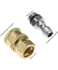 Set Of 2 Pressure Washer Adapters Quarter Inch Quick Connect To M14 Thread Brass Coupling Quick Disconnect Kit shown in close-up