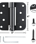 Matte Black Mortise Steel Spring Hinges Set For Self Closing Doors Soft Close 4 Pack 8 Holes One And Three Quarter Inch Thick Adjustable Tension